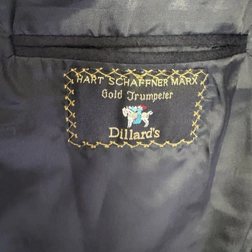 Hart Schaffner Marx Gold Trumpeter 46R Blue Loro Piana Cashmere Sports Coat flaw